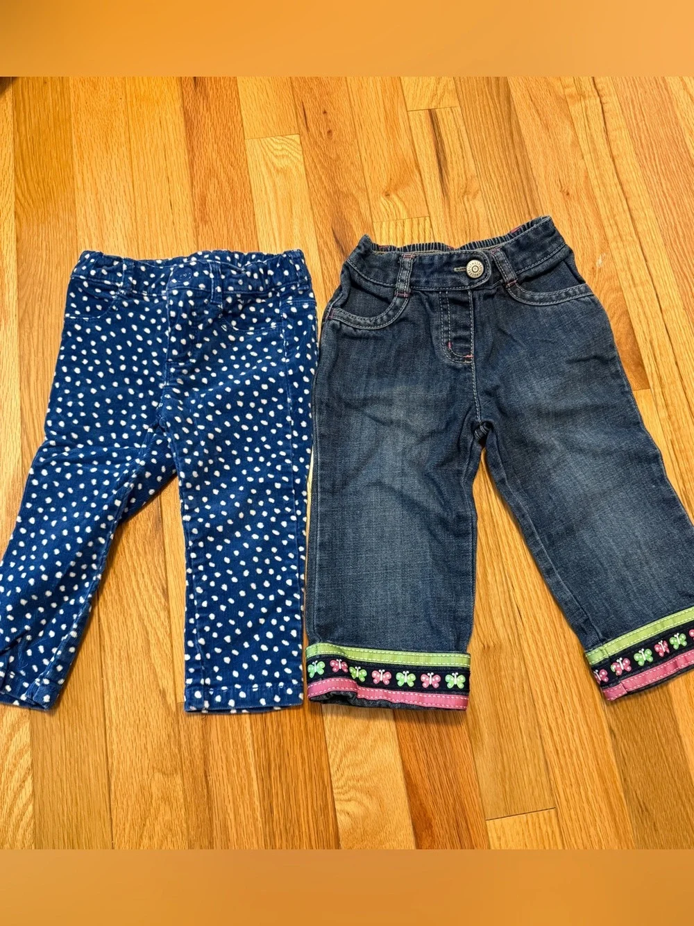 Kids Blue Polka Dot Corduroy & Dark Denim Jeans Set
